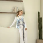 Linen Suit with Decorative Stitching