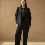 Navy Jacquard Suit with Twisted Pattern